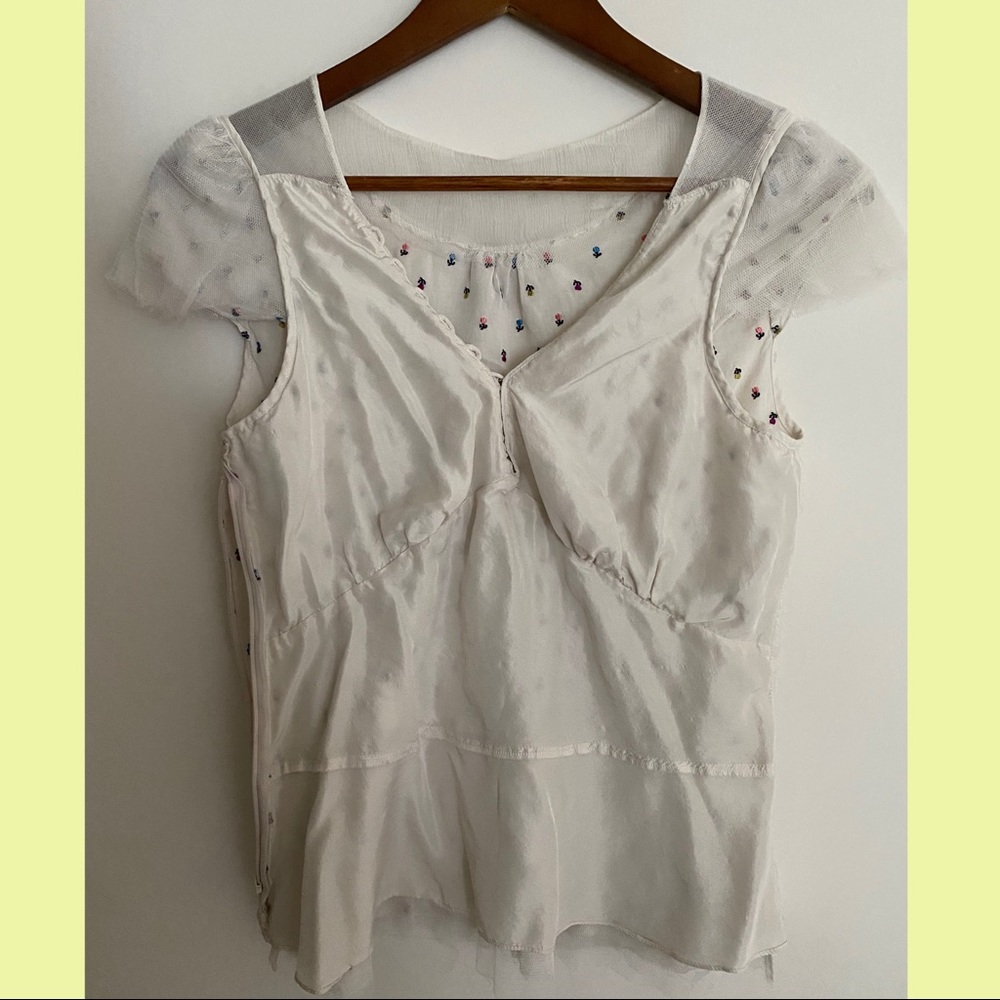 Marc by Marc Jacobs White Blouse with Red and Blue Microprint - Picture 3 of 8